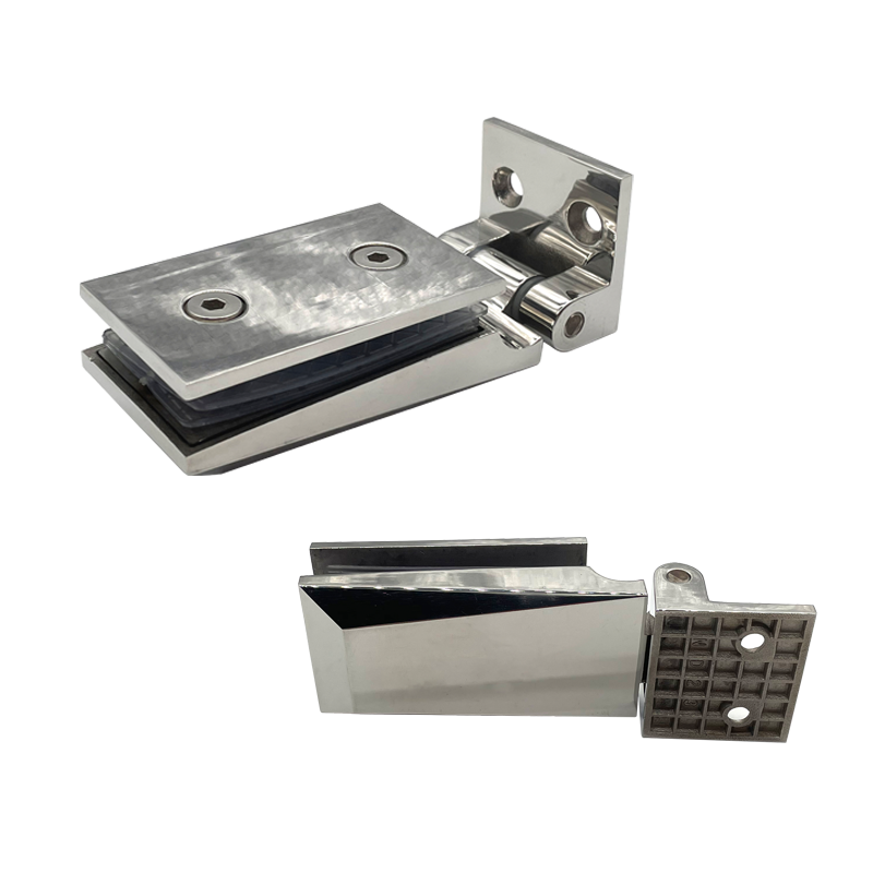 90 Degree Beveled Edge Shower Hinge | Stainless Steel Glass to Wall Pivot