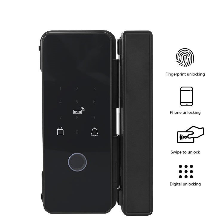 Biometric Smart Glass Door Lock | Tuya App WiFi Connectivity with Fingerprint, Password & IC Card Access