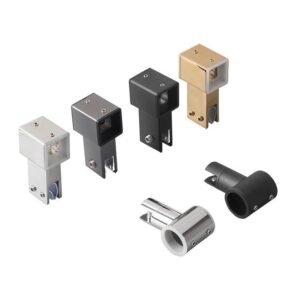 Square and Round Pipe to Glass Connector | Shower Support Bar Clamp