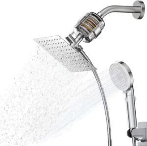 Wall Mount Rainfall Shower Set | Shower Faucet Combo with Water Filter