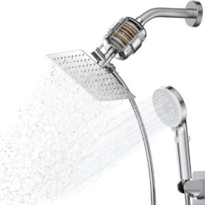 Wall Mount Rainfall Shower Set | Shower Faucet Combo with Water Filter