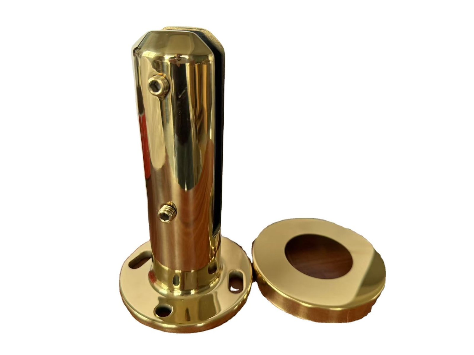 Luxury Gold Stainless Steel Square Glass Spigot | Modern High-Polish Pool Fencing Bracket for Frameless Balustrades
