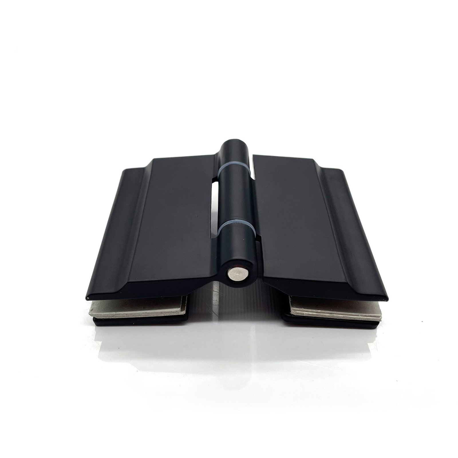 180 Degree Free-Swing Shower Hinge | Matte Black Glass to Glass Pivot