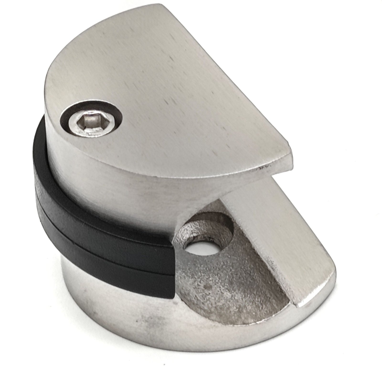Half Round Curved Base Glass Clamp for Sliding Tube | Stainless Steel Shower Door Mount