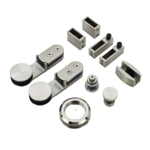 Satin Stainless Steel 304 Sliding Shower Door Hardware Kit | Frameless Glass Fitting