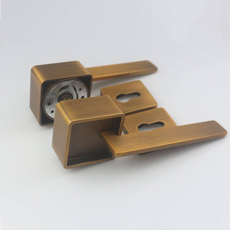 Designer Interior Door Handle Set | Unique Bronze Split Lever Lock for Decorative House Doors