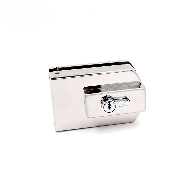 Arc-Shaped Glass Door Patch Lock | Chrome Finish Bottom Security Lock for Tempered Glass