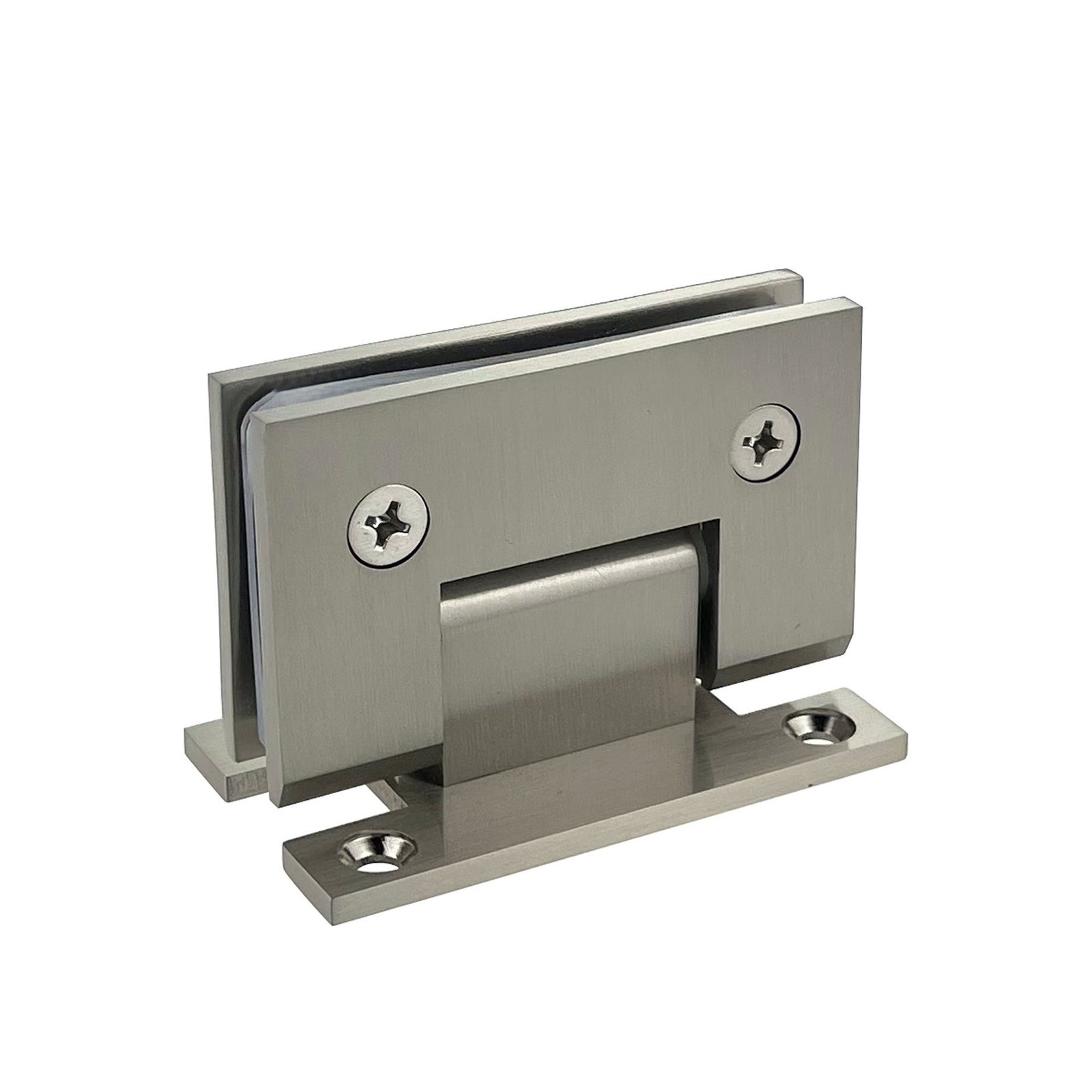 Solid Brass 90 Degree Shower Hinge | Brushed Nickel Glass to Wall Pivot