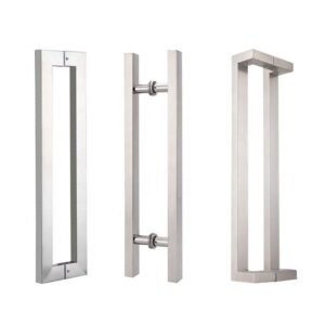 Square Tube H-Shape Pull Handle | 304 Stainless Steel Matte Black Glass Door Hardware