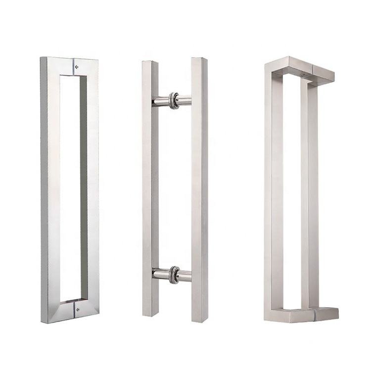 Square Tube H-Shape Pull Handle | 304 Stainless Steel Matte Black Glass Door Hardware