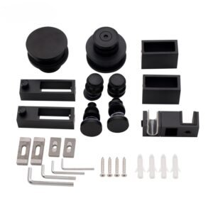 Matte Black Stainless Steel 304 Sliding Shower Door Hardware Kit | Frameless Roller System