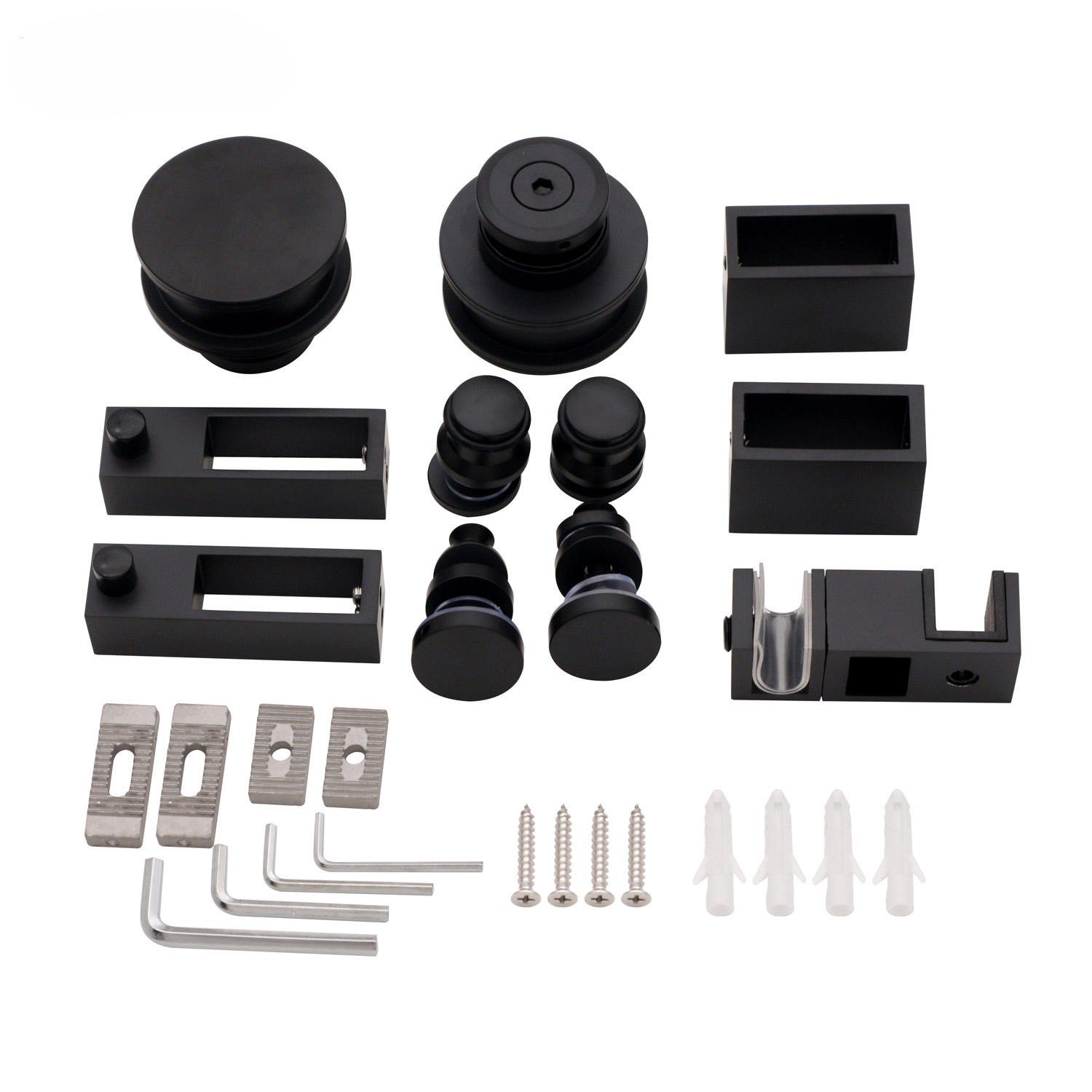 Matte Black Stainless Steel 304 Sliding Shower Door Hardware Kit | Frameless Roller System