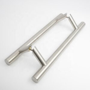 45-Degree Slanted Offset Pull Handle | Custom Architectural Glass Door Hardware