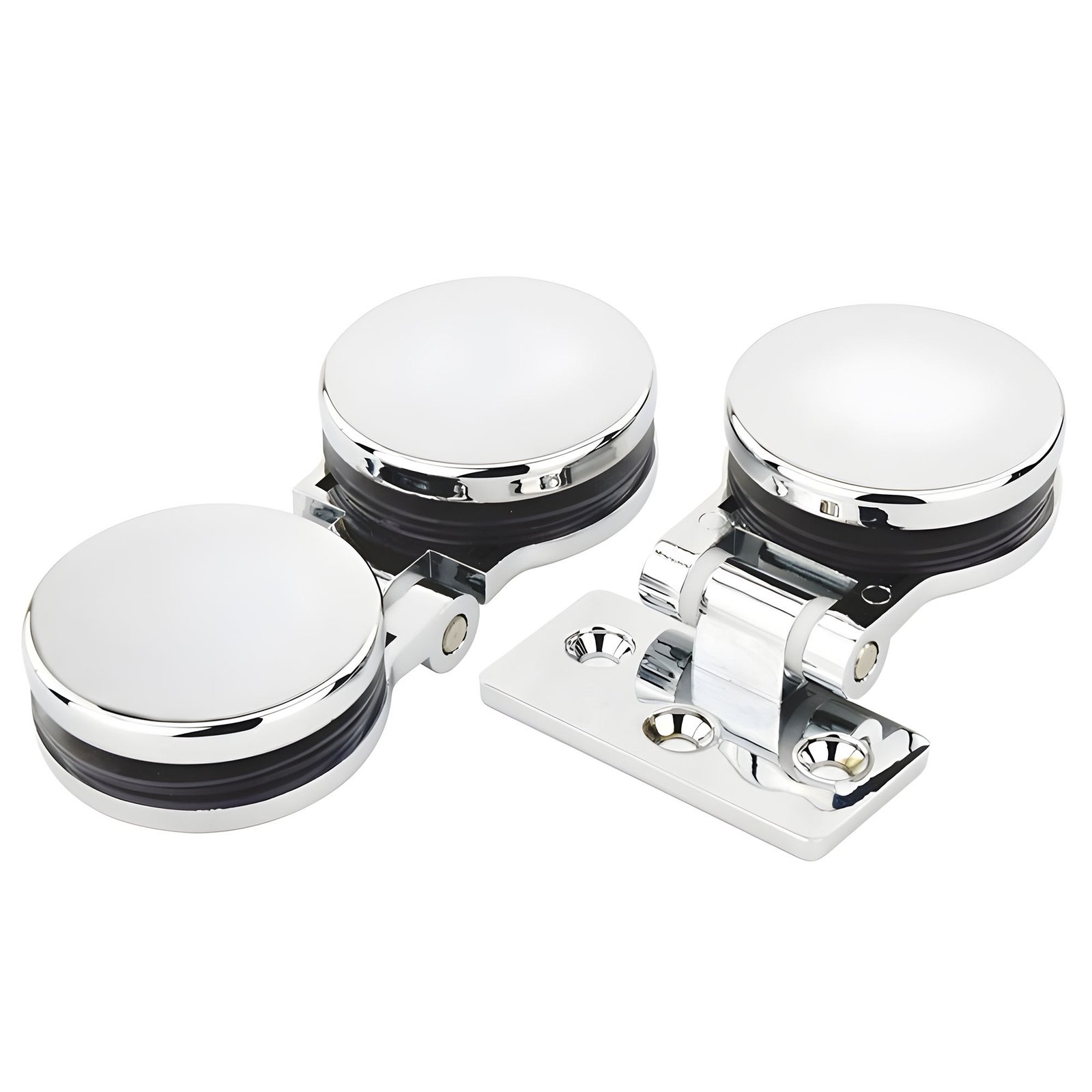 Circular Shower Hinge | 50mm Round Wall-Mounted Glass Door Pivot