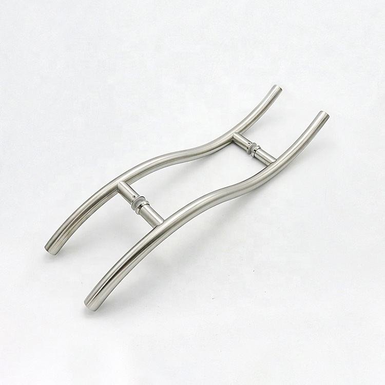 S-Shape Stainless Steel Pull Handle | Wave Design Brushed Nickel Glass Door Hardware
