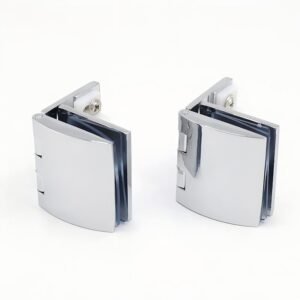 Perforated Curved Glass Hinge | Modern Wall to Glass Cabinet & Shower Pivot