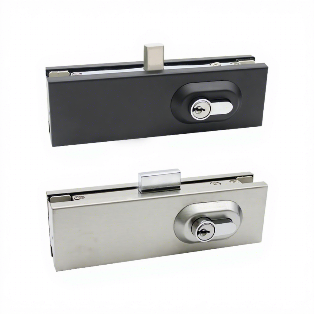 Frameless Glass Door Bottom Patch Lock | Heavy Duty Aluminum Alloy Security Lock with Euro Cylinder