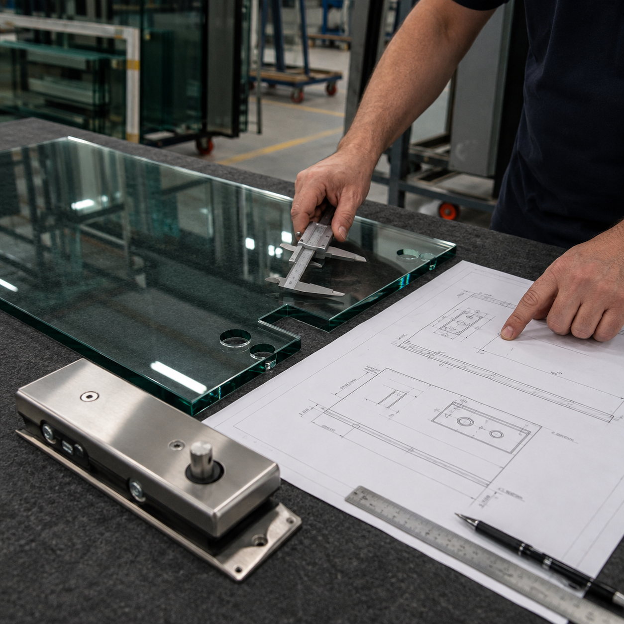 Patch Fitting Cutout Drawing Guide Before Tempering Glass | Metech